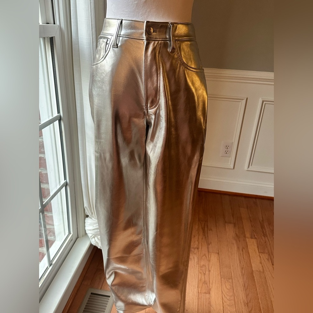 Silver Faux Leather Pants